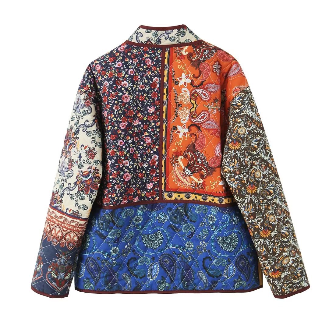 Quilted patchwork jacket for women with pockets and colorful design Lune London