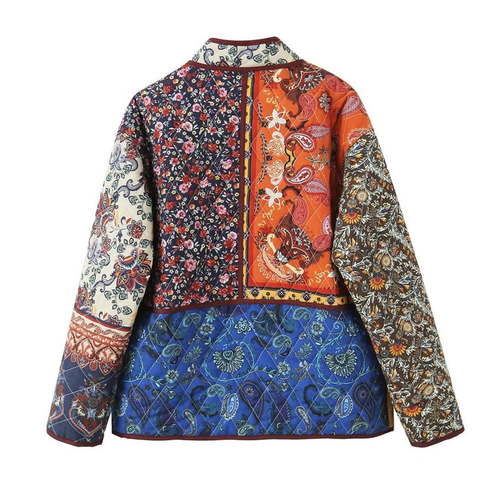 Quilted patchwork jacket for women with pockets and colorful design Lune London