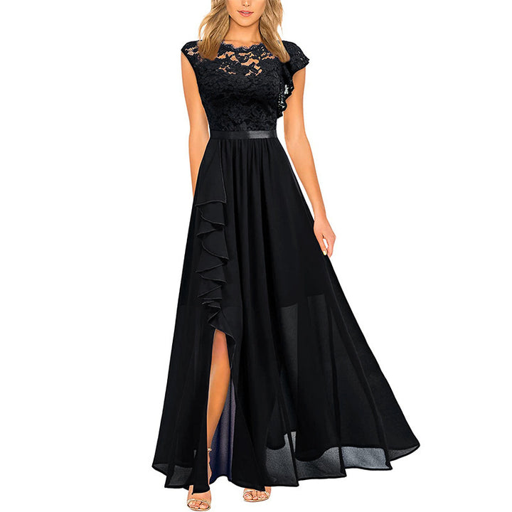 Ladies Elegant Evening Dress in Lace and Chiffon Lune London