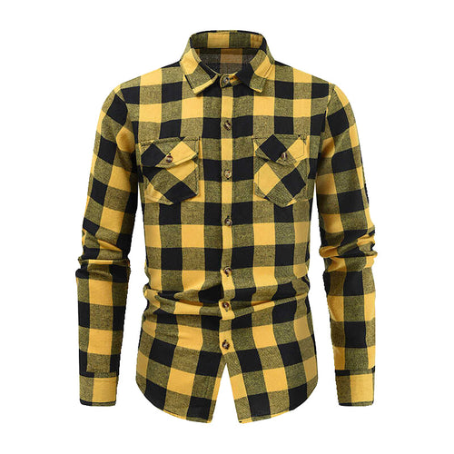 Classic flannel shirts for men with plaid pattern and practical chest pockets Lune London
