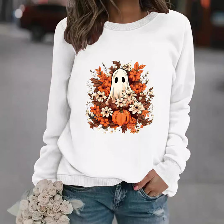 Sweatshirt femme avec motif automnal ludique et effrayant Chic & Stil