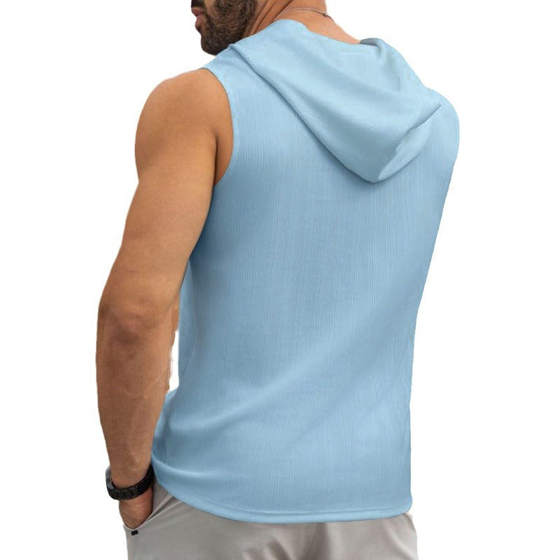 Men's sleeveless sports tank top with hood and laces Lune London