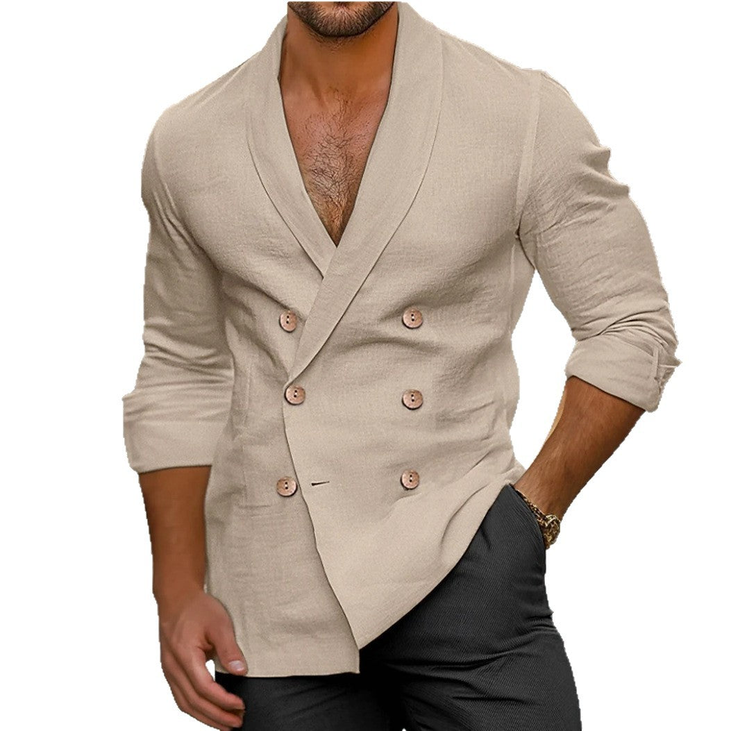 Elegant linen blazer for men with modern fit and double-breasted Lune London