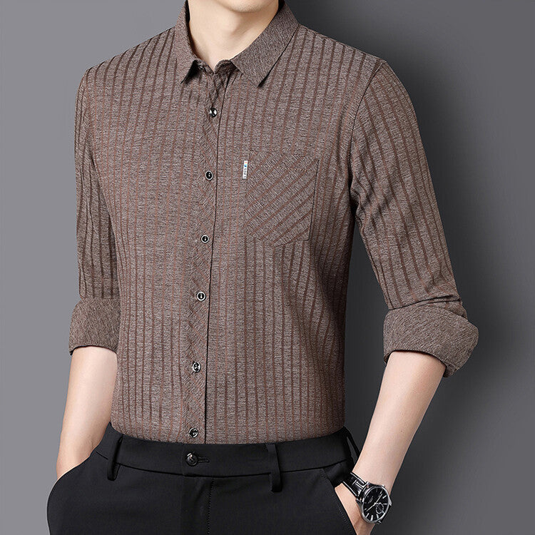 Elegant slim-fit long-sleeve shirt for men with structured design Lune London
