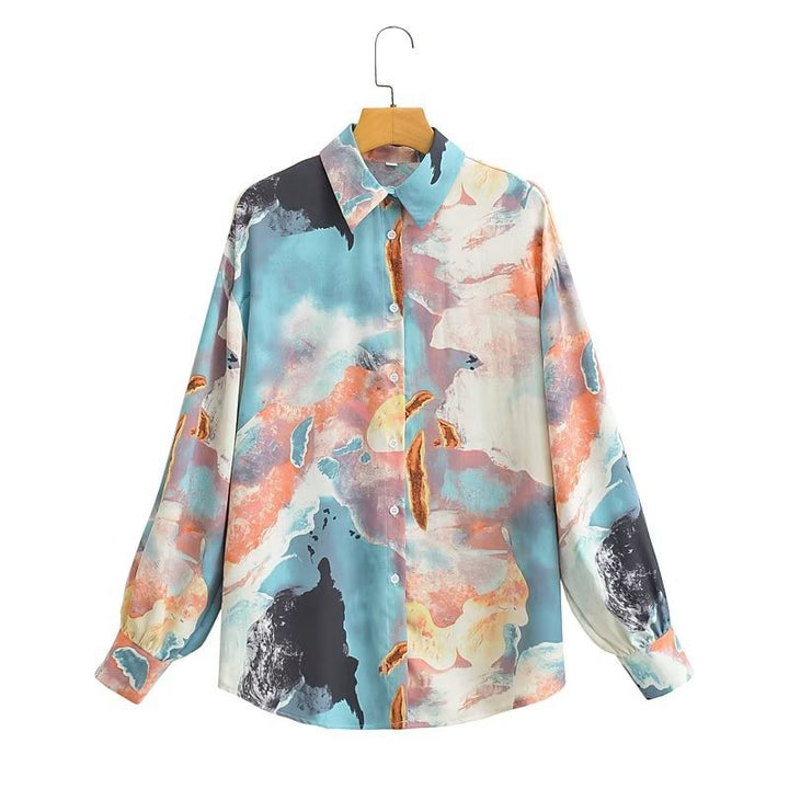 Blouse en soie à manches longues pour femmes avec dégradé moderne