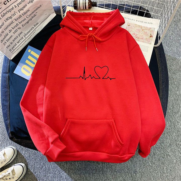 Women's hoodie with heart beat motif Chic & Stil