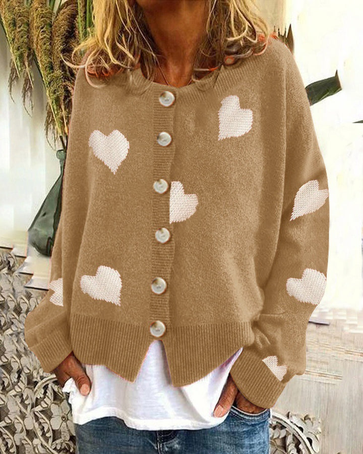 Women's cardigan with heart pattern and button design Lune London