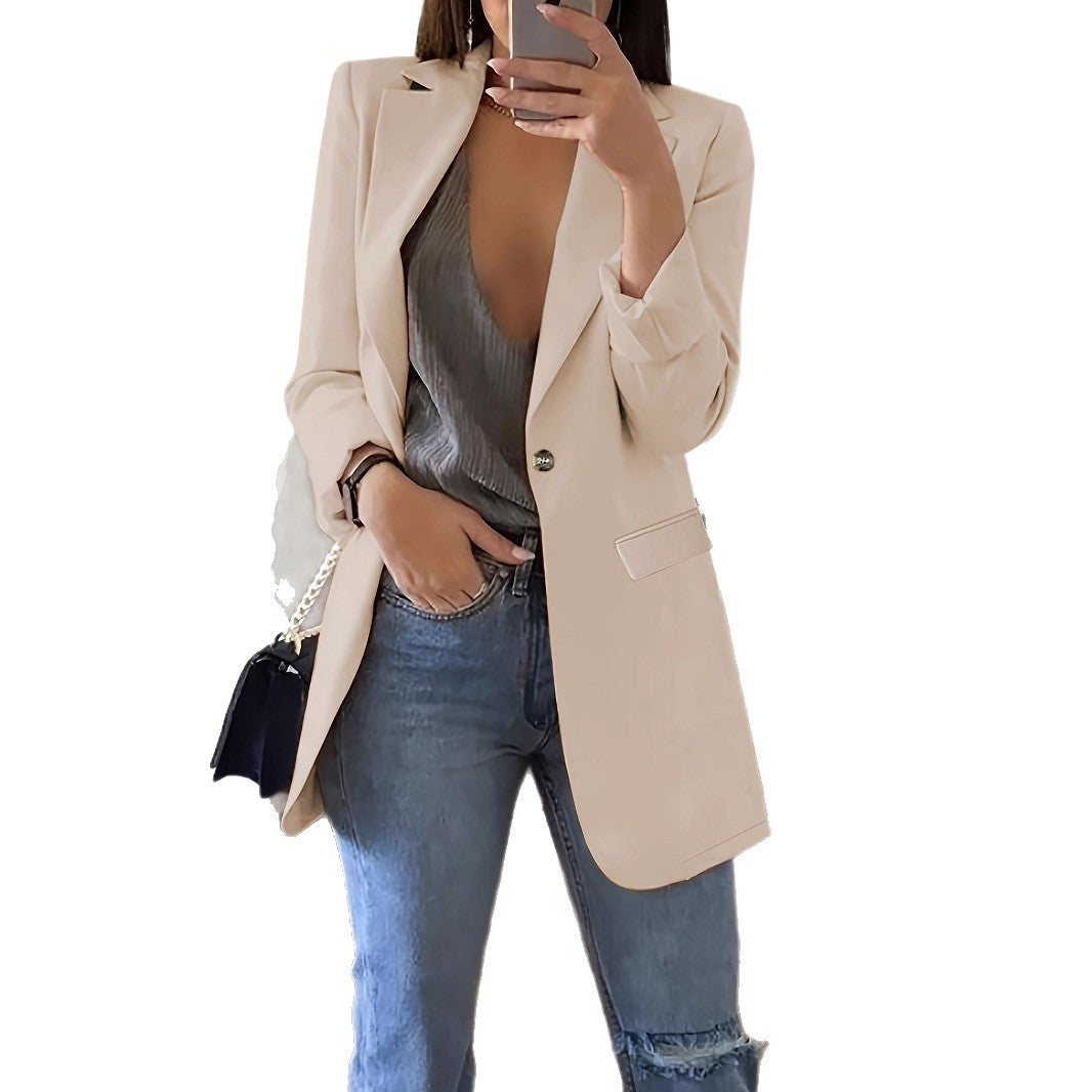Ladies modern blazer with plunging neckline and elegant details Lune London