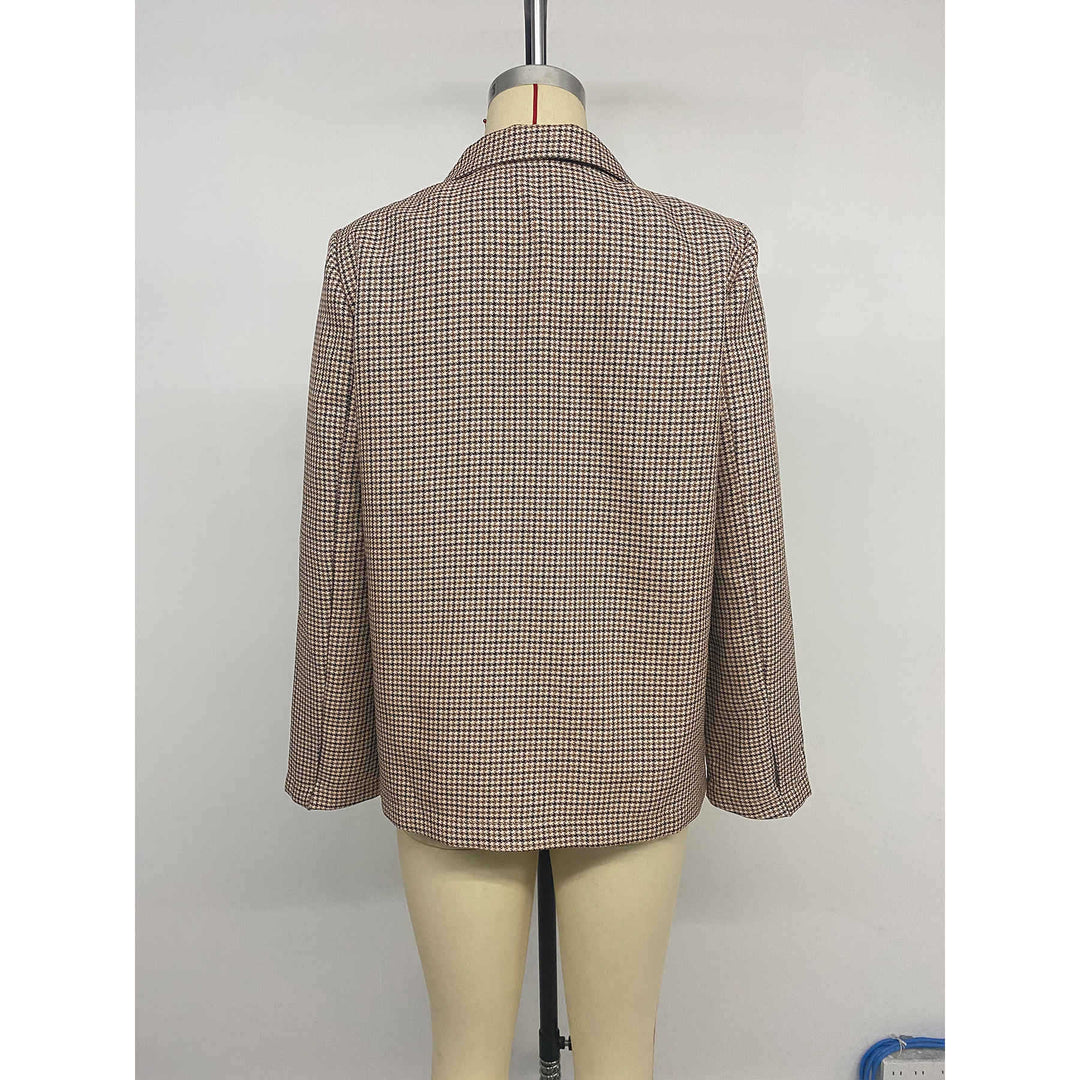 Oversized checked blazer jacket for women with double-breasted buttons Lune London
