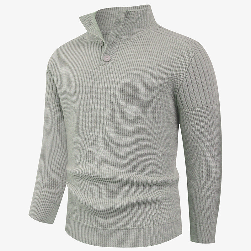 Men's knitted sweater with high collar and button details Lune London