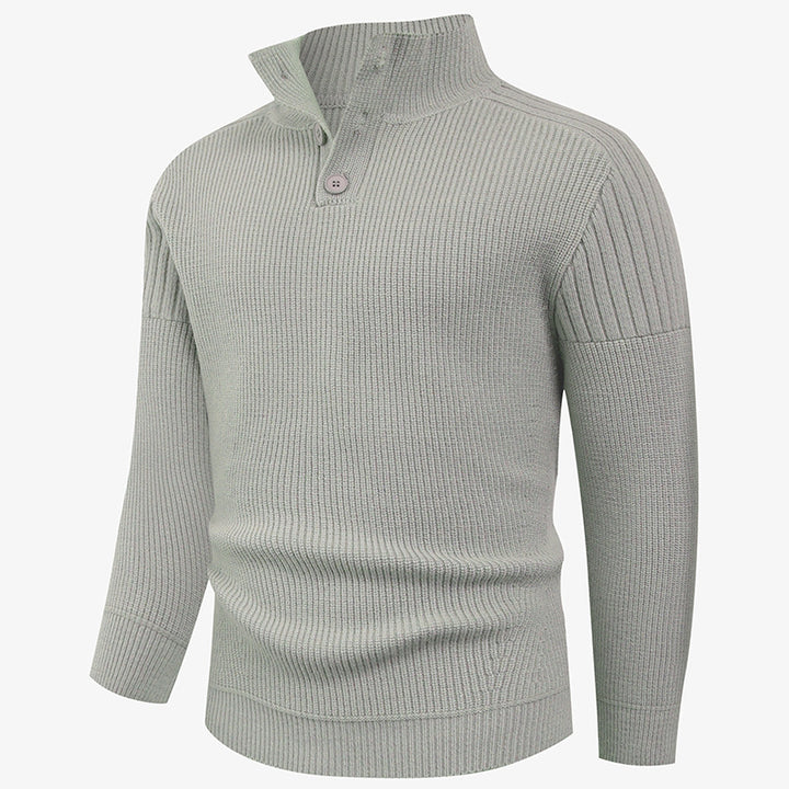 Men's knitted sweater with high collar and button details Lune London