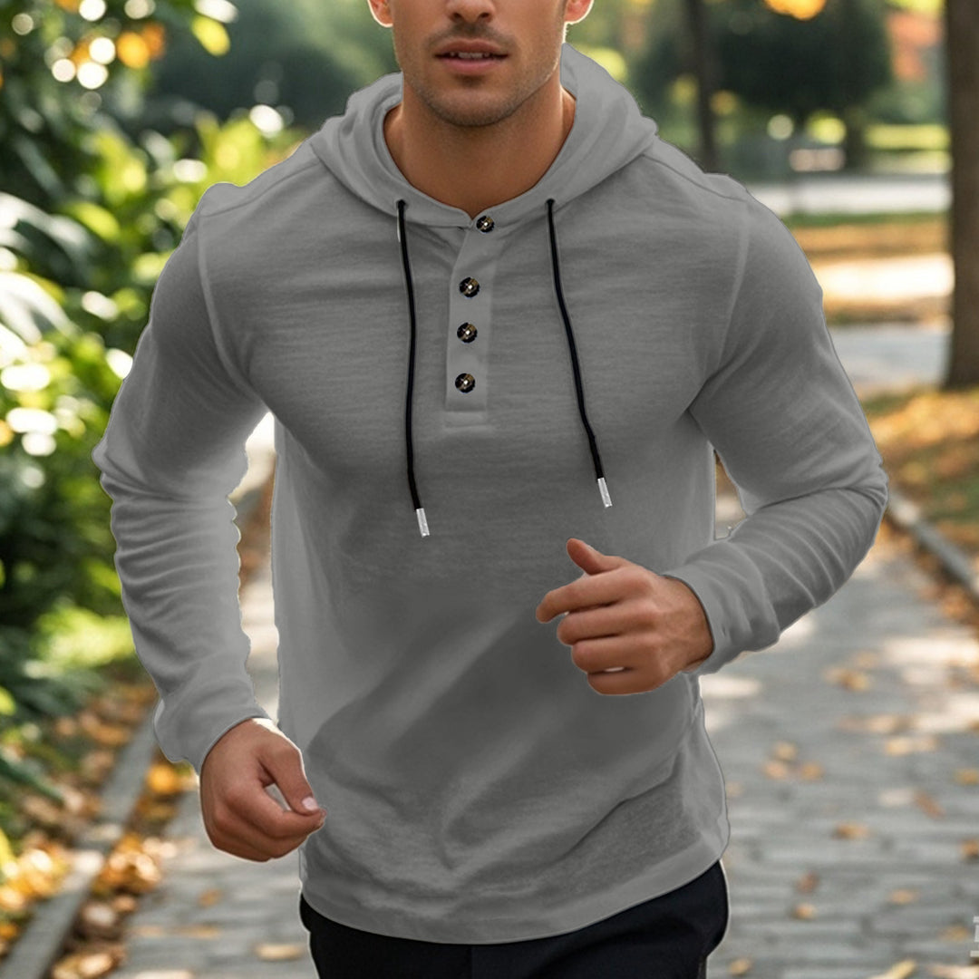 Men's sporty hoodie with button placket and functional pockets Lune London