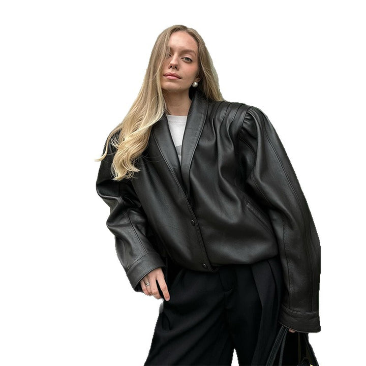 Oversized leather blazer for women Lune London
