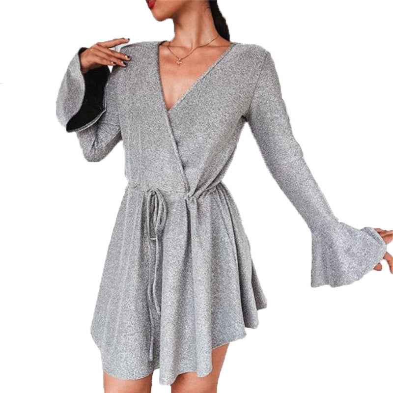 Women's wrap dress with an elegant V-neckline and wide sleeves Lune London