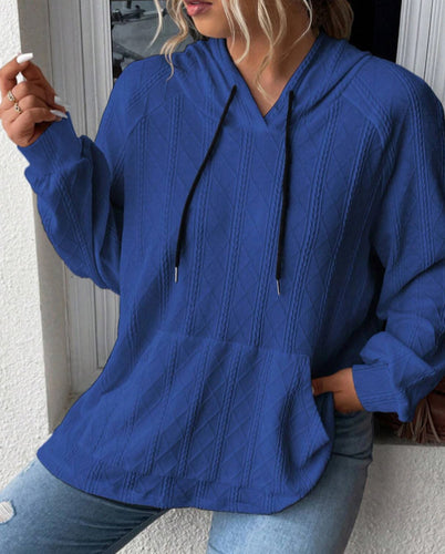 Ladies casual hoodie with textured design and kangaroo pocket Lune London