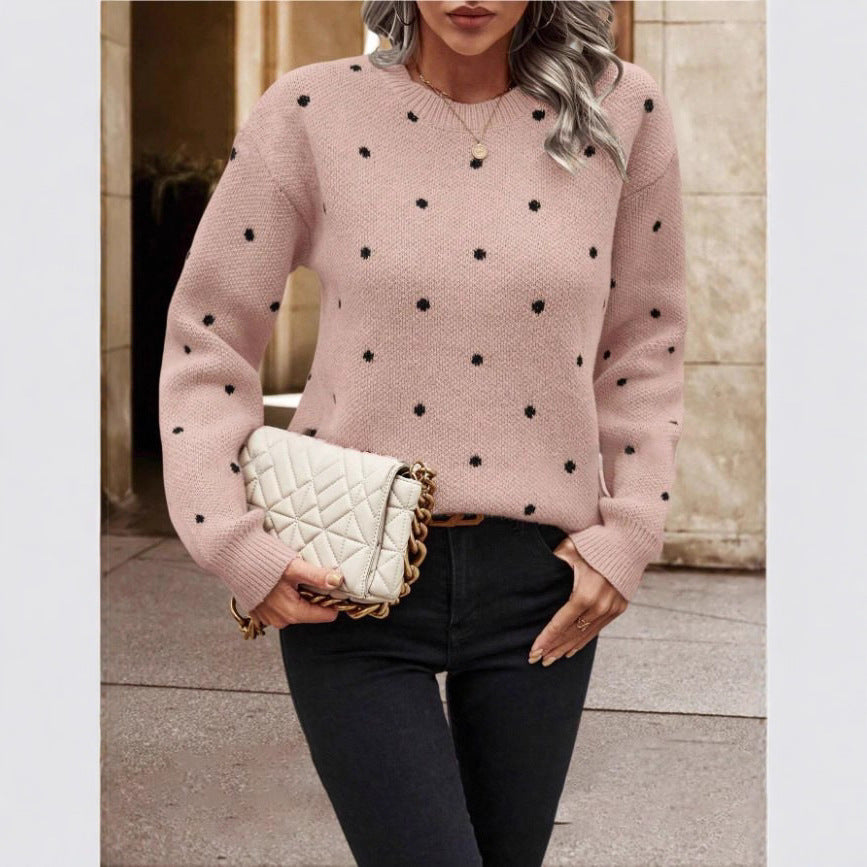 Knit patterned sweater for women with crew neck and relaxed fit Lune London