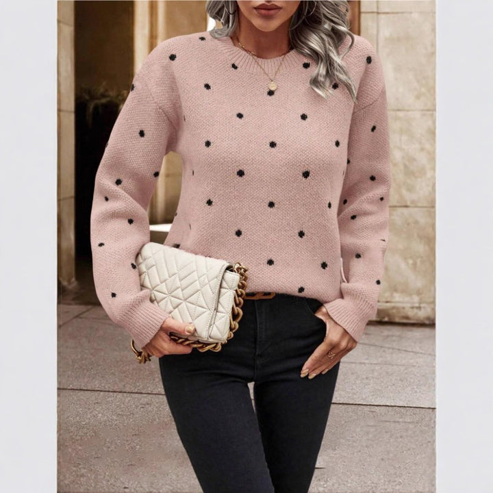 Knit patterned sweater for women with crew neck and relaxed fit Lune London