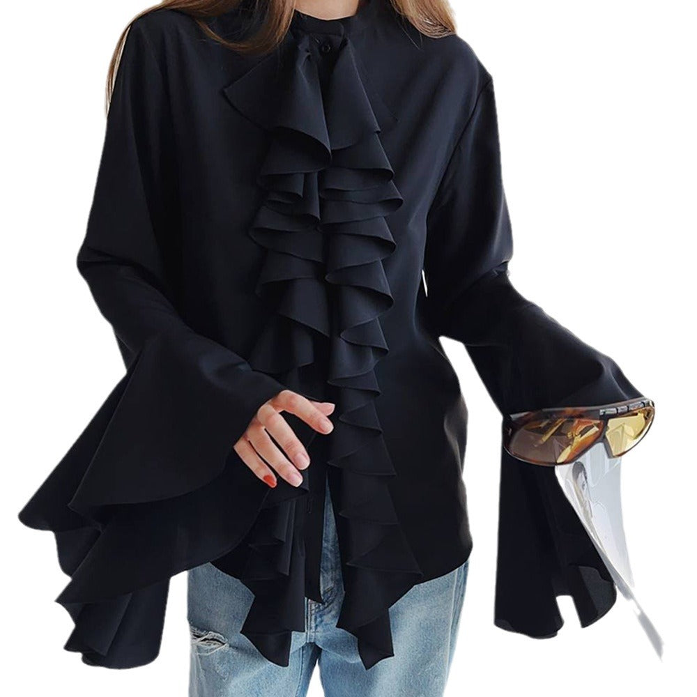 Ruffled blouse for women with flared sleeves Lune London
