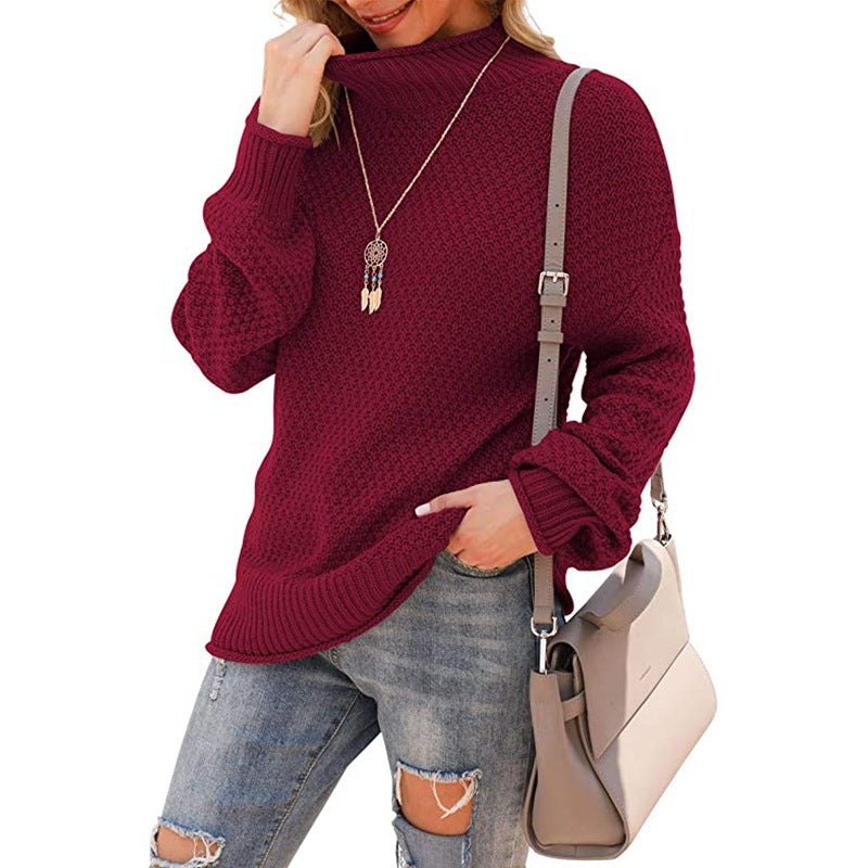 Chunky knit sweater for women with a high neck and casual fit Lune London