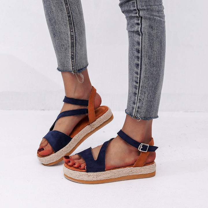 Elegant and comfortable wedge heel sandals for ladies with adjustable strap Lune London