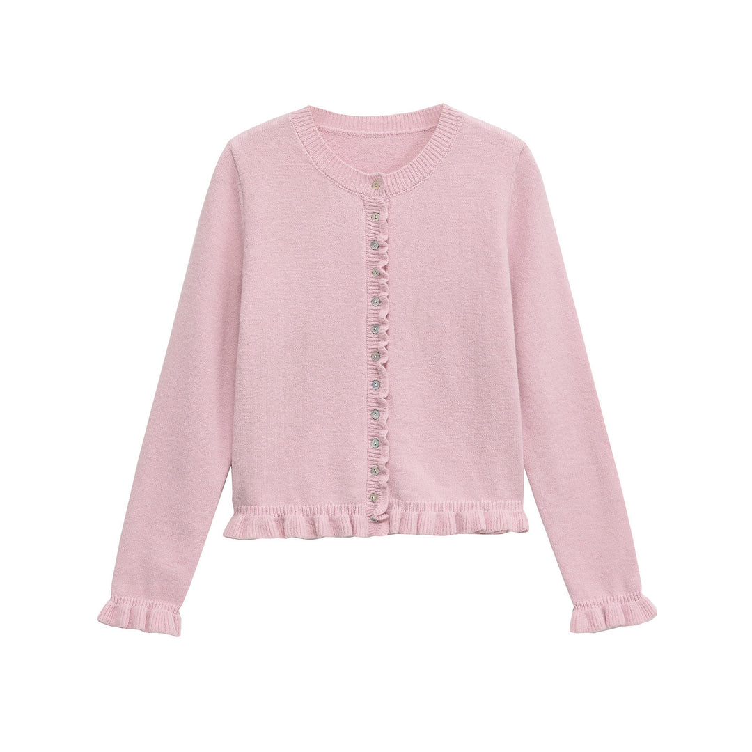 Knit jacket for women with flared details and decorative buttons Lune London