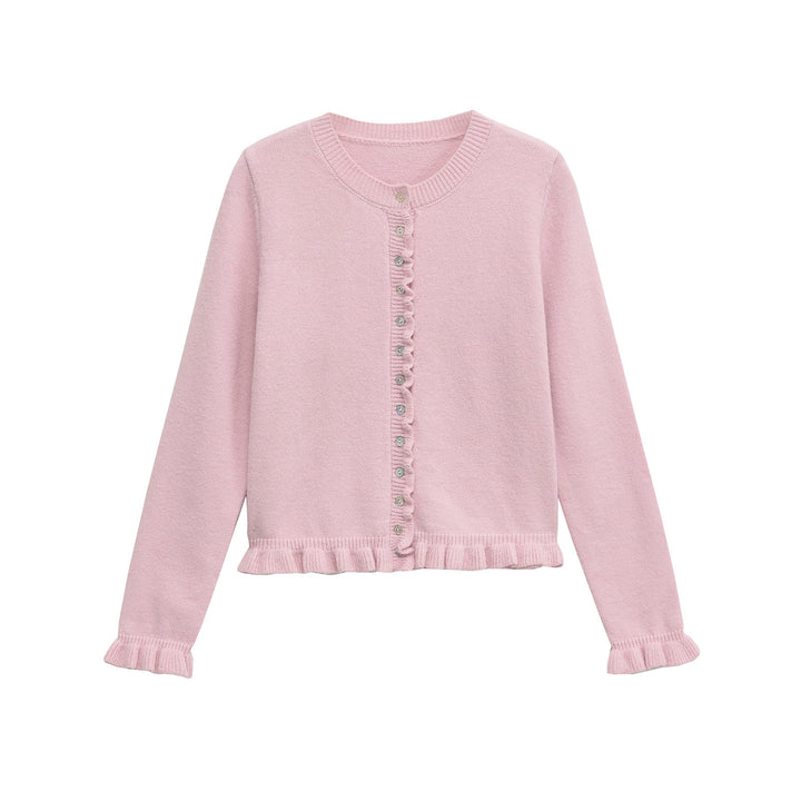 Knit jacket for women with flared details and decorative buttons Lune London