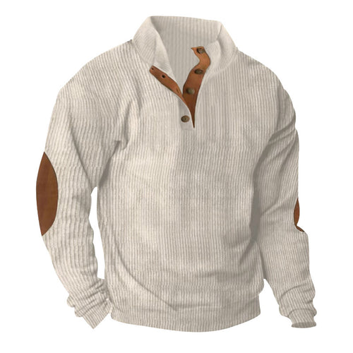 High-end knitwear for men with button placket and trendy leather applications Lune London