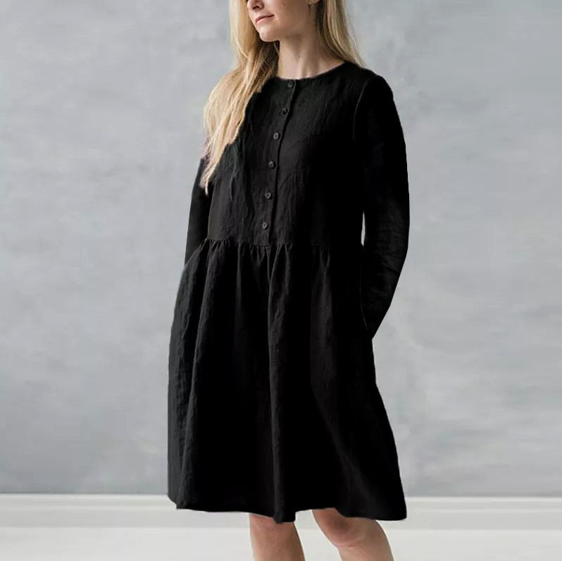 Casual dress for women with button closure and voluminous skirt Lune London