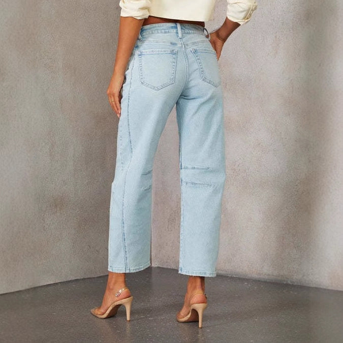High-waisted loose jeans for women with textured design Lune London