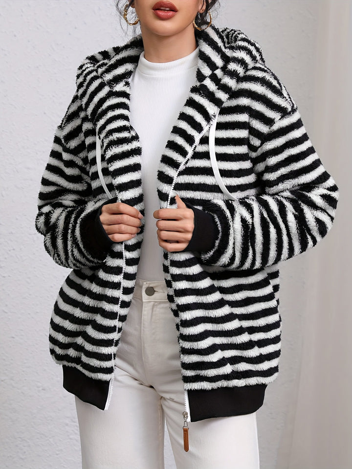 Cardigan Femme Douillet avec Rayures Contrastantes Chic & Stil