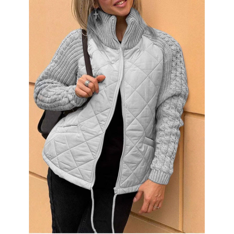 Lady quilted jacket with knitted sleeves Lune London