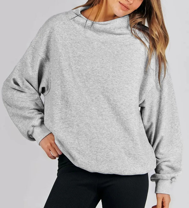Ladies Comfortable Oversized Sweater with Chic High Collar and Style