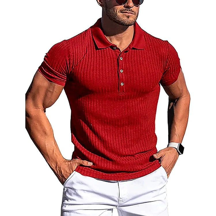Men's Chic and Stylish Ribbed Structured Casual Polo