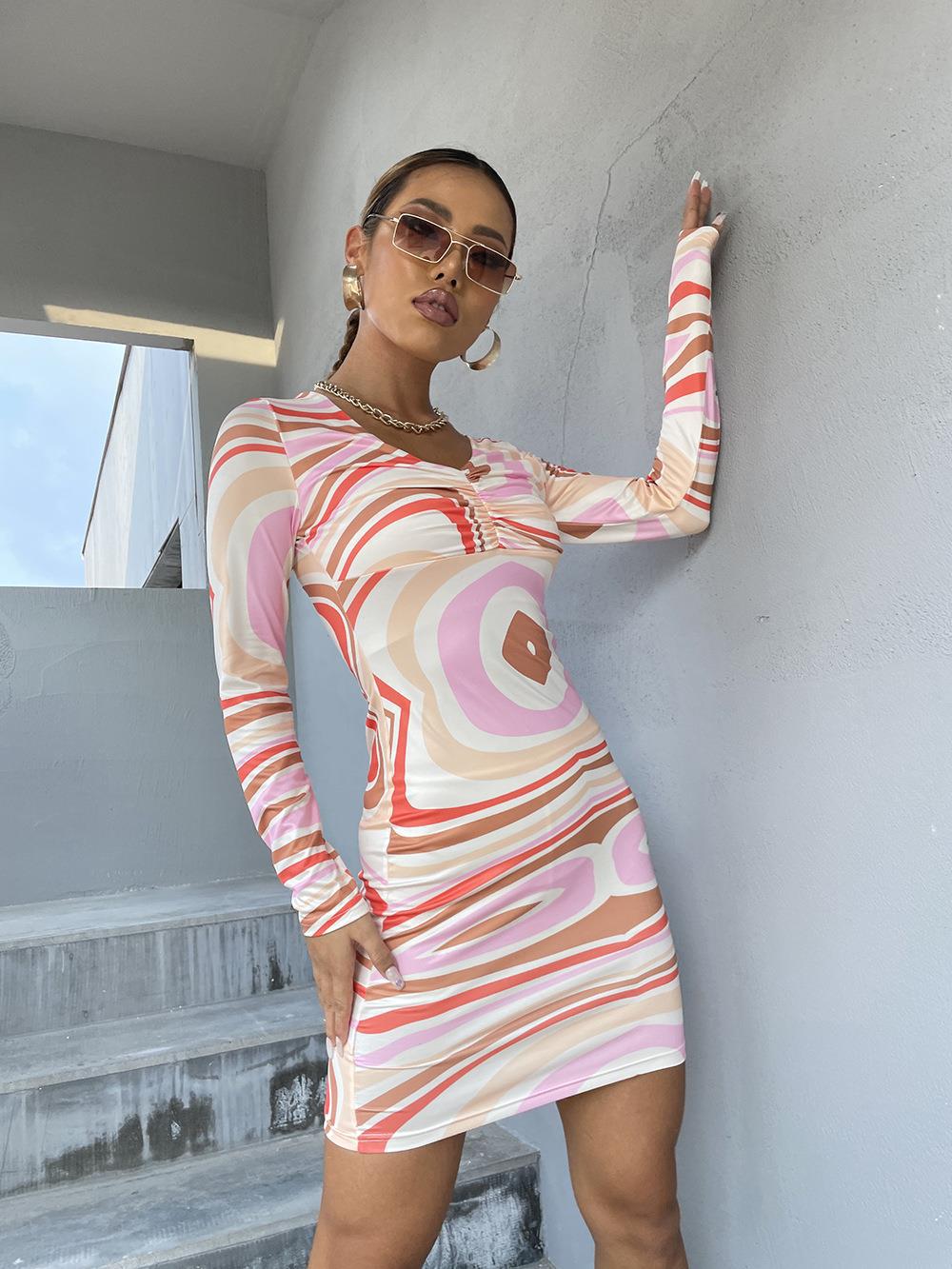 Long sleeve maxi dresses for women with a unique pattern Lune London