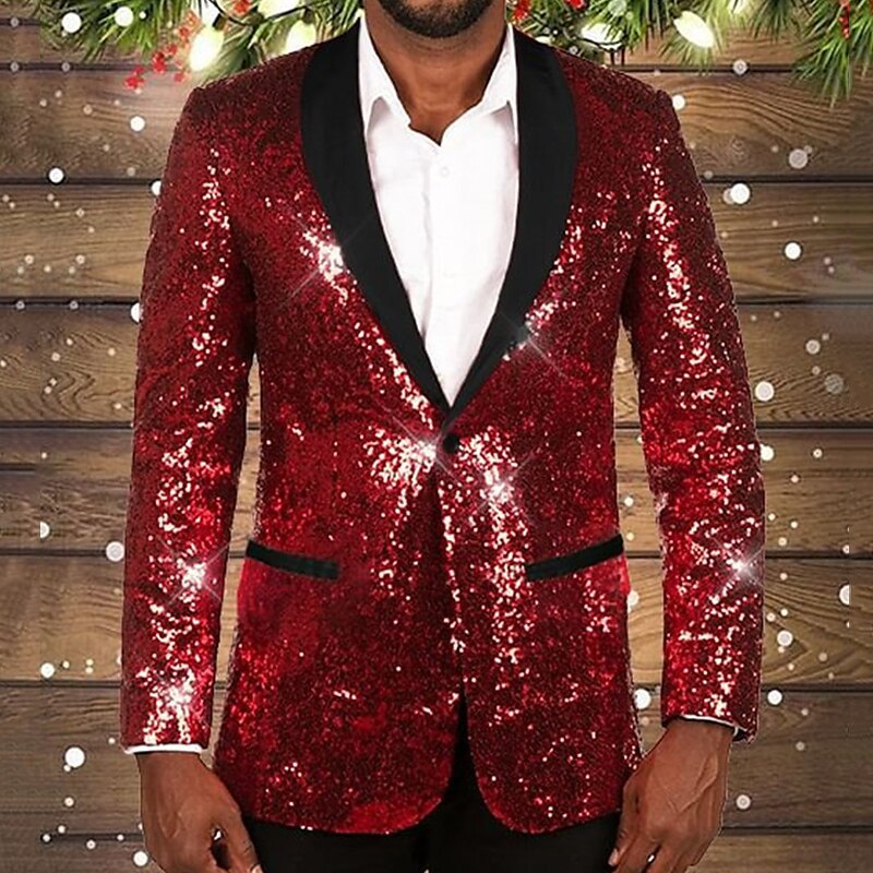 Men's Glittering Sequin Blazer with Black Lapel Lune London