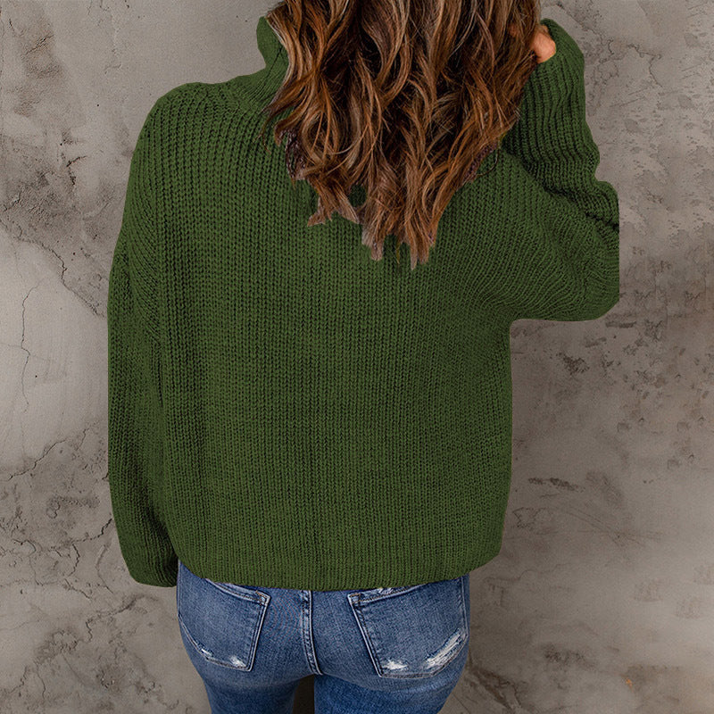 Ladies comfortable sweater with high collar and zip detail Lune London