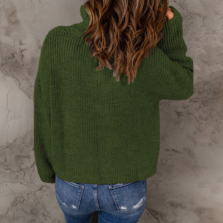 Ladies comfortable sweater with high collar and zip detail Lune London
