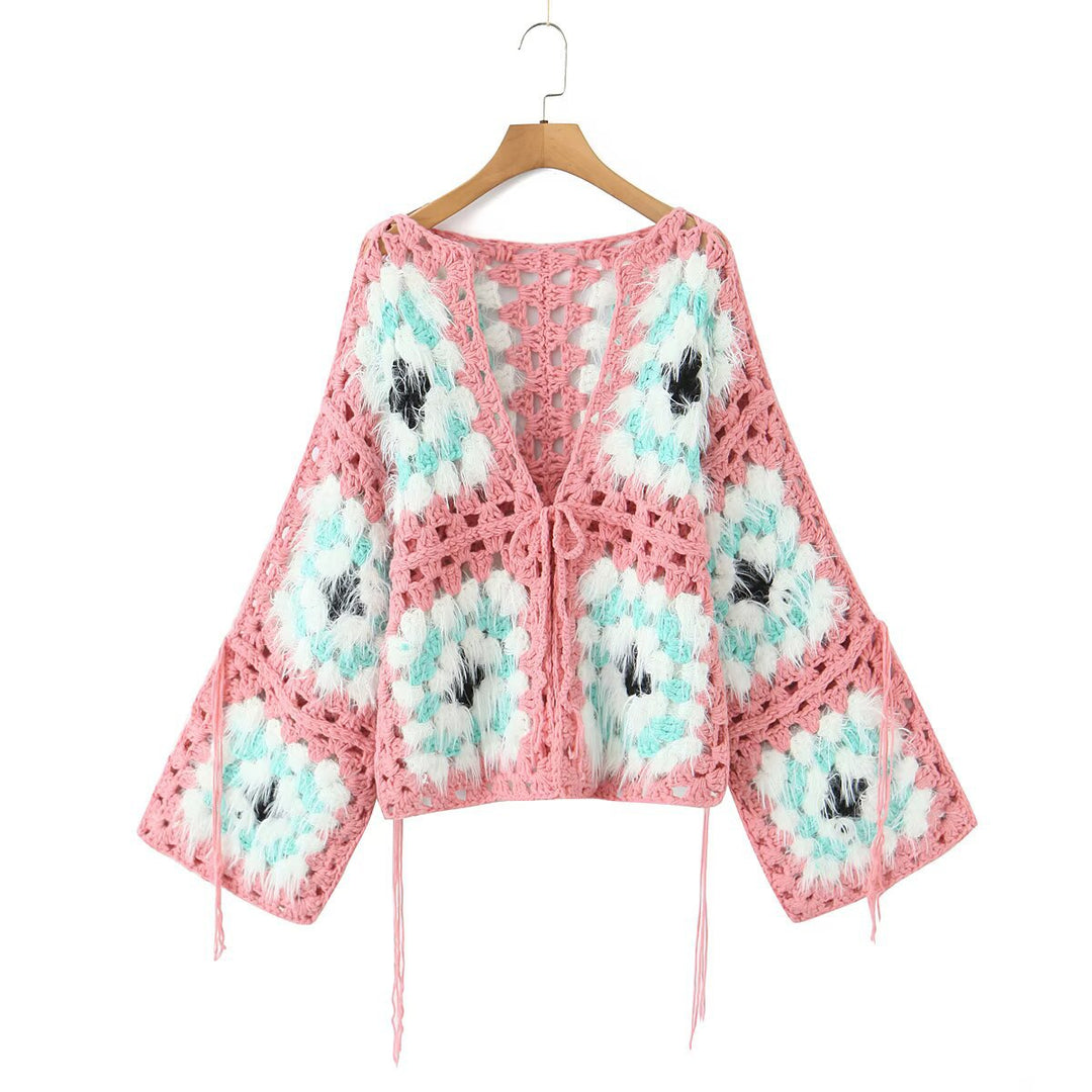 Trendy knitted jacket for ladies with a unique crochet pattern Lune London
