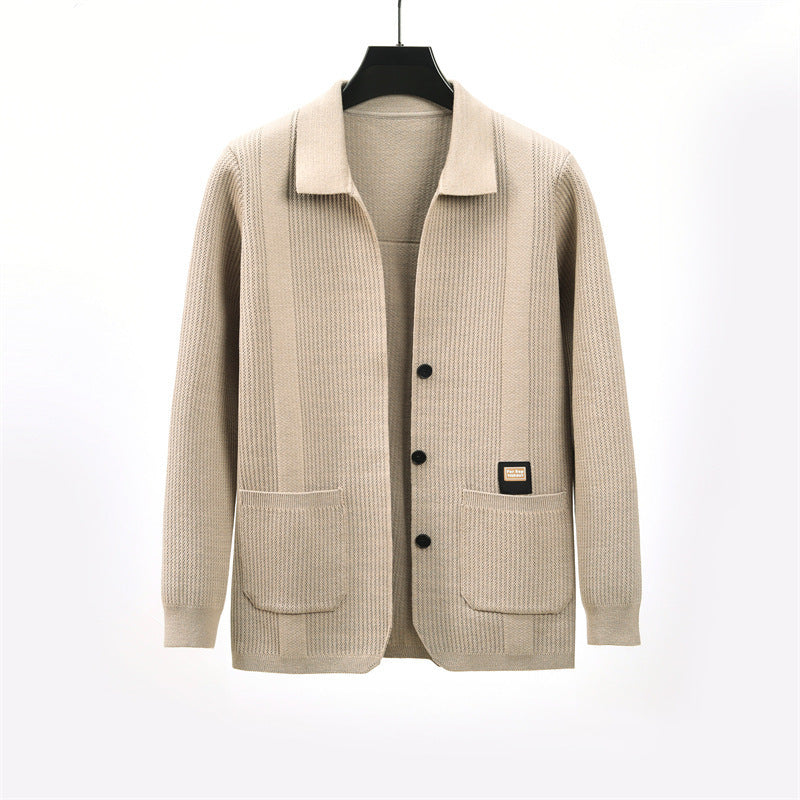 Lady cardigan with modern honeycomb pattern and fine collar Lune London