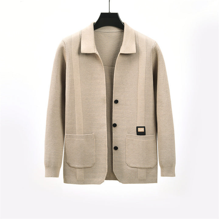 Lady cardigan with modern honeycomb pattern and fine collar Lune London