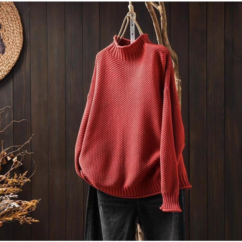 Women Oversized Knit Sweater with High Collar Lune London