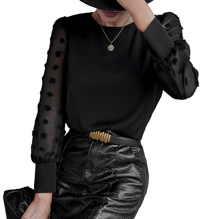 Women's shirt with puffed transparent sleeves and a decorative detail Lune London