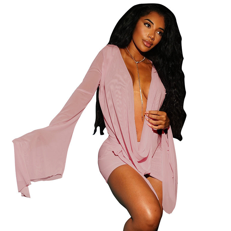 Women's Flowing Kaftan with Wide Sleeves and Deeper Neckline Lune London