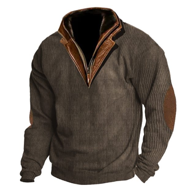 Knit sweater for men with leather details and high collar Lune London