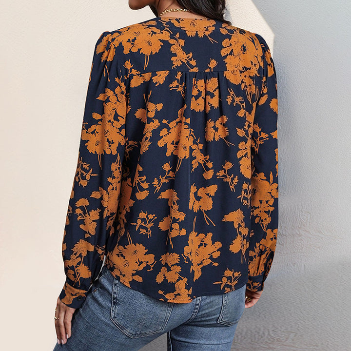 Shirt for women with floral pattern and elegant puff sleeves Lune London