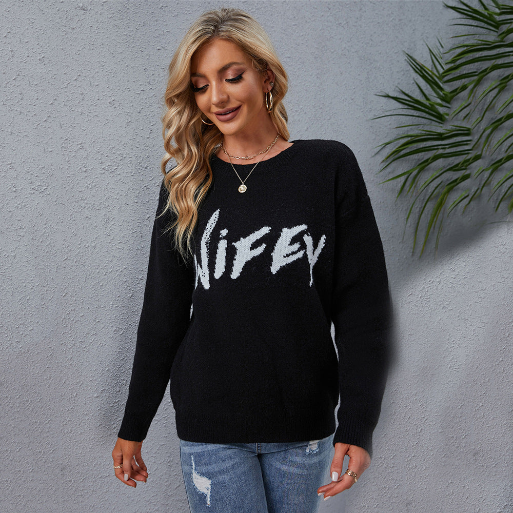 Pull confortable pour femmes avec lettrage Chic & Stil
