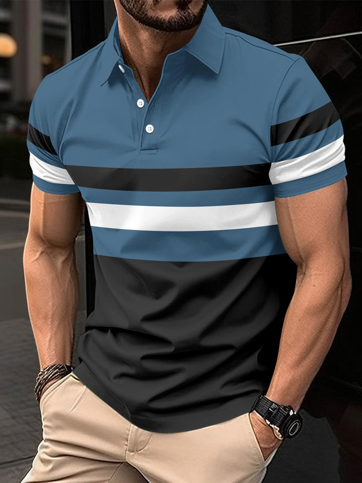 Men's Active Striped Polo Shirt Trendy Lune London