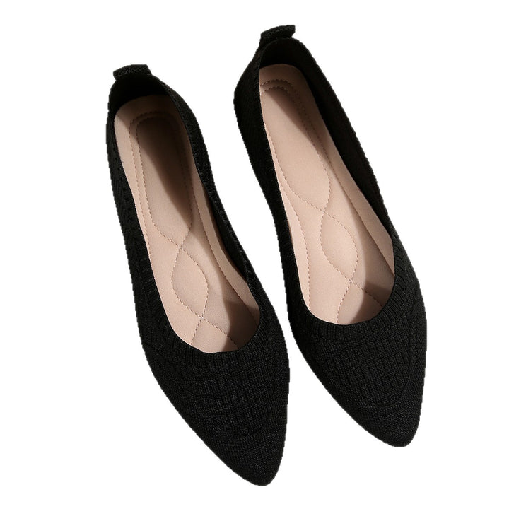 Women pointed toe ballet flats in structured knit Lune London