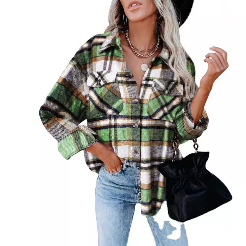 Flannel check shirt for women with practical chest pockets and relaxed fit Lune London