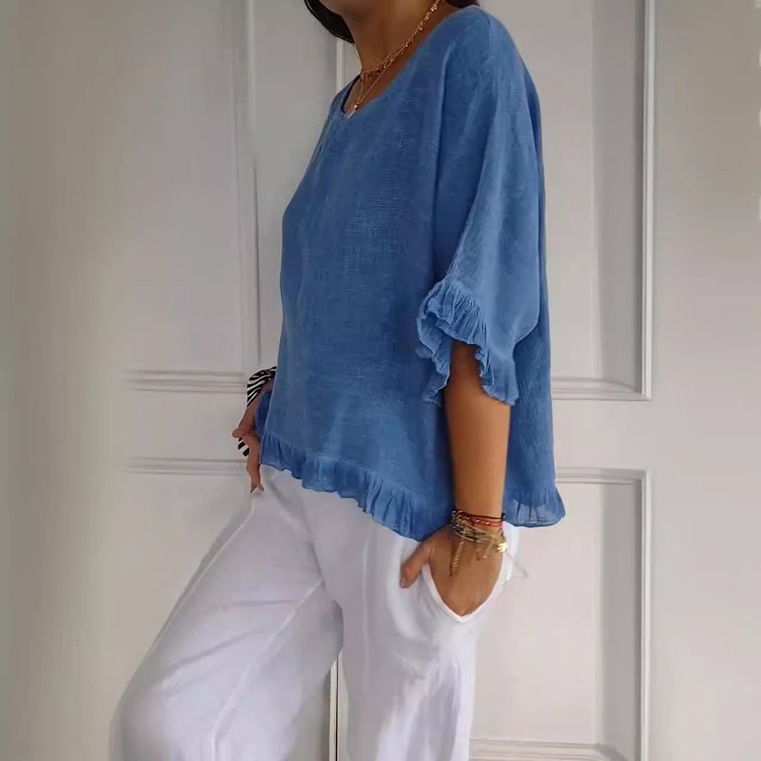 Casual blouse for women with gathered trim Lune London